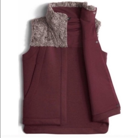 The North Face Hybernation Thermal 3D Vest Maroon Red Gray Shearling size M - Picture 2 of 16